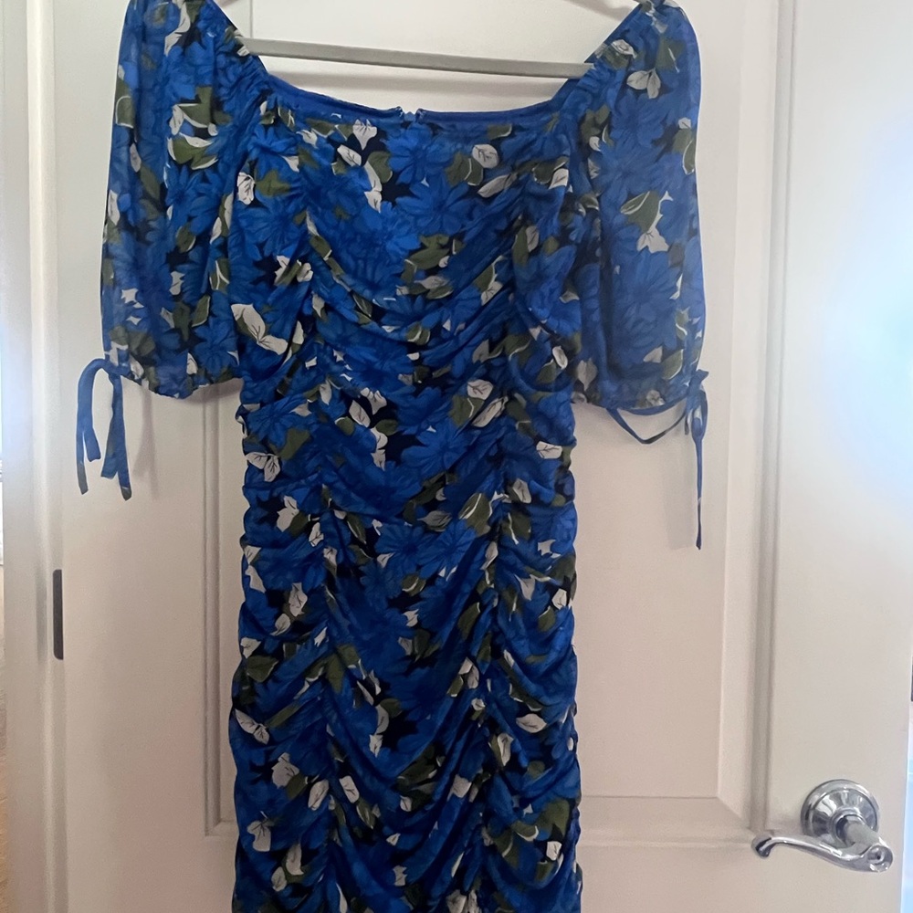 Floral Blue Off-Shoulder Dress